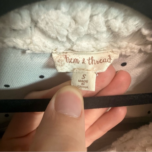 HEM & THREAD Soft White Sherpa Button Up Jacket Cardigan Size Small - Picture 6 of 15